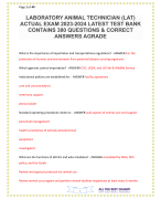 LABORATORY ANIMAL TECHNICIAN (LAT) ACTUAL EXAM 2023-2024 LATEST TEST BANK CONTAINS 380 QUESTIONS & CORRECT ANSWERS AGRADE
