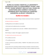NURS 612 EXAM 3 MARYVILLE UNIVERSITY ADVANCED HEALTH ASSESSMENT EXAM 3 AND STUDY GUIDE NEWEST 2024 ACTUAL EXAM 250 QUESTIONS AND CORRECT DETAILED ANSWERS WITH RATIONALES (VERIFIED ANSWERS) ALREADY GRADED A+