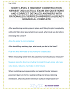 NICET LEVEL 3 HIGHWAY CONSTRUCTION NEWEST 2024 ACTUAL EXAM 280 QUESTIONS AND CORRECT DETAILED ANSWERS WITH RATIONALES (VERIFIED ANSWERS) ALREADY GRADED A+ COMPLETE