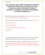 CALIFORNIA LAW EXAM OPTOMETRY NEWEST EXAM AND PRACTICE EXAM 2024 ACTUAL EXAM 350 QUESTIONS AND CORRECT DETAILED ANSWERS (VERIFIED ANSWERS) ALREADY GRADED A+