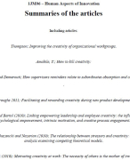1JM06 - Human Aspects of Innovation - Paper summaries
