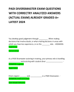 PADI DIVERSMASTER EXAM QUESTIONS WITH CORRECTRY ANALYZED ANSWERS (ACTUAL EXAM) ALREADY GRADED A+ LATEST 2024     