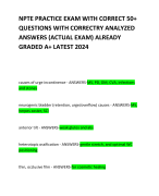 NPTE PRACTICE EXAM WITH CORRECT 50+ QUESTIONS WITH CORRECTRY ANALYZED ANSWERS (ACTUAL EXAM) ALREADY GRADED A+ LATEST 2024       