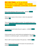 BIO 256 FINAL ACTUAL EXAM QUESTIONS AND CORRECT DETAILED ANSWERS (VERIFIED ANSWERS) |ALREADY GRADED A