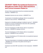CEUFAST OSHA Occupational Exposure to  Bloodborne Patho Exam 2024 Questions  and Correct Answers Rated A+| Verified CEUFAST  OSHA Occupational Exposure to  Bloodborne Patho QuizExam with Accurate Solutions  ARanking  AllPass