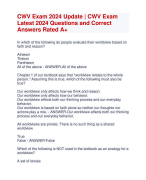 CWV 101 Exam 2024 Update Latest  Questions and Correct Answers Rated  A+ | verified CWV  101 Quizexam with Accurate Solutions Aranking All pass 