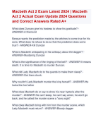 Macbeth Act 2 Exam Latest 2024 | Macbeth  Act 2 Actual Exam Update 2024 Questions  and Correct Answers Rated A+ | Verified Macbeth Act 2 Quizexam with Accurate Solutions ARanking  AllPass 