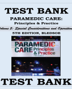 PARAMEDIC CARE- PRINCIPLES & PRACTICE, 5TH EDITION Volume 1-Introduction to Advanced Pre-hospital Care BLEDSOE TEST BANK