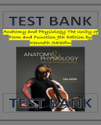 Anatomy and Physiology The Unity of Form and Function 9th Edition by Kenneth Saladin TEST BANK