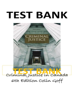 Criminal Justice in Canada 6th Edition Colin Goff TEST BANK