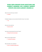 DUBAI RERA BROKER EXAM QUESTIONS AND  CORRECT ANSWERS 100% CORRECT NEWEST  UPDATE 2024-2025 ALREADY GRADED A+ 