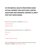 ATI PN MENTAL HEALTH PROCTORED EXAM ACTUAL /NEWEST 2024 WITH WELL SORTED QUESTIONS AND ANSWERS /GRADED A+/BEST FOR THAT GOOD GRADE 