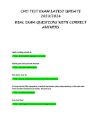 CPO TEST EXAM LATEST UPDATE  2023/2024  REAL EXAM QUESTIONS WITH CORRECT  ANSWERS