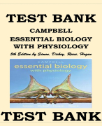 CAMPBELL ESSENTIAL BIOLOGY WITH PHYSIOLOGY, 5TH EDITION BY SIMON, DICKEY, REECE, HOGAN TEST BANK