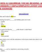 ACTUAL HESI A2 GRAMMAR, VOCAB, READING, & MATHS VERSION 2 100%COMPLETE LATEST 2024 WITH  VERIFIED ANSWERS