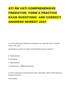 ATI RN VATI COMPREHENSIVE PREDICTOR FORM A PRACTICE EXAM QUESTIONS AND CORRECT ANSWERS NEWEST 2024