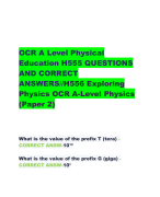   OCR A Level Physical Education H555 QUESTIONS AND CORRECT ANSWERS//H556 Exploring Physics OCR A-Level Physics (Paper 2)     
