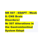 NR 507 - EDAPT - Week 8: CNS Brain Disorders// Nr 507 Alterations in the Gastrointestinal System Edapt 