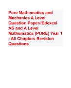 Pure Mathematics and Mechanics A Level Question Paper//Edexcel AS and A Level Mathematics (PURE) Year 1 - All Chapters Revision Questions 