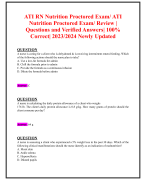 ATI RN Nutrition Proctored Exam/ ATI  Nutrition Proctored Exam/ Review | Questions and Verified Answers| 100%  Correct| 2023/2024 Newly Updated