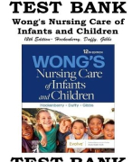 Test Bank Wong's Nursing Care of Infants and Children (12th Edition, 2024) Marilyn J. Hockenberry