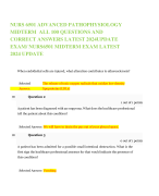  NURS 6501 ADVANCED PATHOPHYSIOLOGY MIDTERM  ALL 100 QUESTIONS AND CORRECT ANSWERS LATEST 2024UPDATE EXAM/ NURS6501 MIDTERM EXAM LATEST 2024 UPDATE  