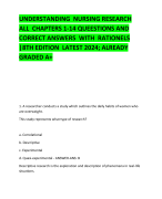 UNDERSTANDING NURSING RESEARCH ALL CHAPTERS 1-14 QUEESTIONS AND CORRECT ANSWERS WITH RATIONELS |8TH EDITION LATEST 2024; ALREADY GRADED A+
