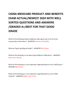 CIGNA MEDICARE PRODUCT AND BENEFITS EXAM ACTUAL/NEWEST 2024 WITH WELL SORTED QUESTIONS AND ANSWERS /GRADED ABEST FOR THAT GOOD GRADE 
