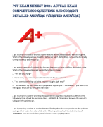 PCT EXAM NEWEST 2024 ACTUAL EXAM  COMPLETE 300 QUESTIONS AND CORRECT  DETAILED ANSWERS (VERIFIED ANSWERS)PCT EXAM NEWEST 2024 ACTUAL EXAM  COMPLETE 300 QUESTIONS AND CORRECT  DETAILED ANSWERS (VERIFIED ANSWERS)  