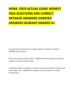 HFMA CRCR ACTUAL EXAM NEWEST 2024 QUESTIONS AND CORRECT DETAILED ANSWERS (VERIFIED ANSWERS )ALREADY GRADED A+