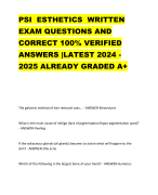PSI ESTHETICS WRITTEN EXAM QUESTIONS AND CORRECT 100% VERIFIED ANSWERS |LATEST 2024 - 2025 ALREADY GRADED A+