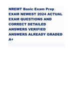 NREMT Basic Exam Prep EXAM NEWEST 2024 ACTUAL  EXAM QUESTIONS AND  CORRECT DETAILED  ANSWERS VERIFIED  ANSWERS ALREADY GRADED  A+