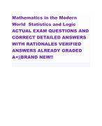 Mathematics in the Modern  World Statistics and Logic ACTUAL EXAM QUESTIONS AND  CORRECT DETAILED ANSWERS  WITH RATIONALES VERIFIED  ANSWERS ALREADY GRADED  A+||BRAND NEW!!