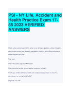 PSI - NY Life, Accident and Health Practice Exam 17- 55 2023 VERIFIED ANSWERS