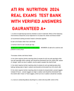ATI RN NUTRITION 2024  REAL EXAMS TEST BANK  WITH VERIFIED ANSWERS  GAURANTEED A+