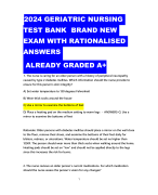 2024 GERIATRIC NURSING  TEST BANK BRAND NEW  EXAM WITH RATIONALISED  ANSWERS  ALREADY GRADED A+