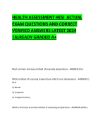 HEALTH ASSESSMENT HESI ACTUAL EXAM QUESTIONS AND CORRECT VERIFIED ANSWERS LATEST 2024 |ALREADY GRADED A+