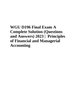 WGU D196 Final Exam A  Complete Solution (Questions  and Answers) 2023 | Principles  of Financial an