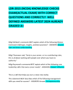LDR-201S (NCOA) KNOWLEDGE CHECKS EXAM(ACTUAL EXAM) WITH CORRECT QUESTIONS AND CORRECTLY  WELL DEFINED ANSWERS LATEST 2024 ALREADY GRADED A+ 