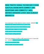 ISMA TRAFFIC SIGNAL TECHNICIAN II EXAM 2(ACTUAL EXAM) WITH CORRECT 100+ QUESTIONS AND CORRECTLY  WELL DEFINED ANSWERS LATEST 2024 ALREADY GRADED A+ 