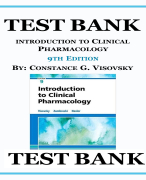 INTRODUCTION TO CLINICAL PHARMACOLOGY 9TH EDITION BY CONSTANCE G. VISOVSKY TEST BANK