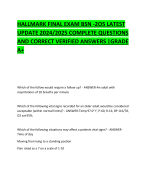HALLMARK FINAL EXAM BSN -2O5 LATEST UPDATE 2024/2025 COMPLETE QUESTIONS AND CORRECT VERIFIED ANSWERS |GRADE A+