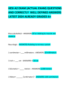 HESI A2 EXAM (ACTUAL EXAM) QUESTIONS AND CORRECTLY  WELL DEFINED ANSWERS LATEST 2024 ALREADY GRADED A+