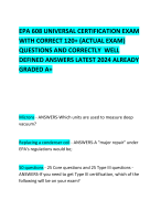 EPA 608 UNIVERSAL CERTIFICATION EXAM WITH CORRECT 120+ (ACTUAL EXAM) QUESTIONS AND CORRECTLY  WELL DEFINED ANSWERS LATEST 2024 ALREADY GRADED A+ 