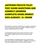 JAPPESEN PRIVATE PILOT TEST GUIDE QUESTIONS AND CORRECT ANSWERS |COMPLETE GUIDE NEWEST 2024 ALREADY A+ GRADE