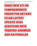 [NGN] NEW ATI RN  COMPREHENSIVE  PREDICTOR RETAKE  EXAM LATEST  UPDATE 2024  QUESTIONS WITH  VERIFIED ANSWERS  AND RATIONALES 