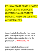 PTU WALMART EXAM NEWEST  ACTUAL EXAM COMPLETE  QUESTIONS AND CORRECT  DETAILED ANSWERS (VERIFIED  ANSWERS)100%