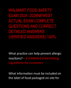 WALMART FOOD SAFETY  EXAM 2024 -2026NEWEST  ACTUAL EXAM COMPLETE  QUESTIONS AND CORRECT  DETAILED ANSWERS  (VERIFIED ANSWERS) 100%