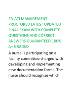 PN ATI MANAGEMENT PROCTORED LATEST UPDATED FINAL EXAM WITH COMPLETE QUESTIONS AND CORRECT ANSWERS GUARANTEED 100% A+ GRADED