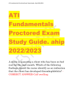 ATI  Fundamentals  Proctored Exam  Study Guide. ahip  2022/2023
